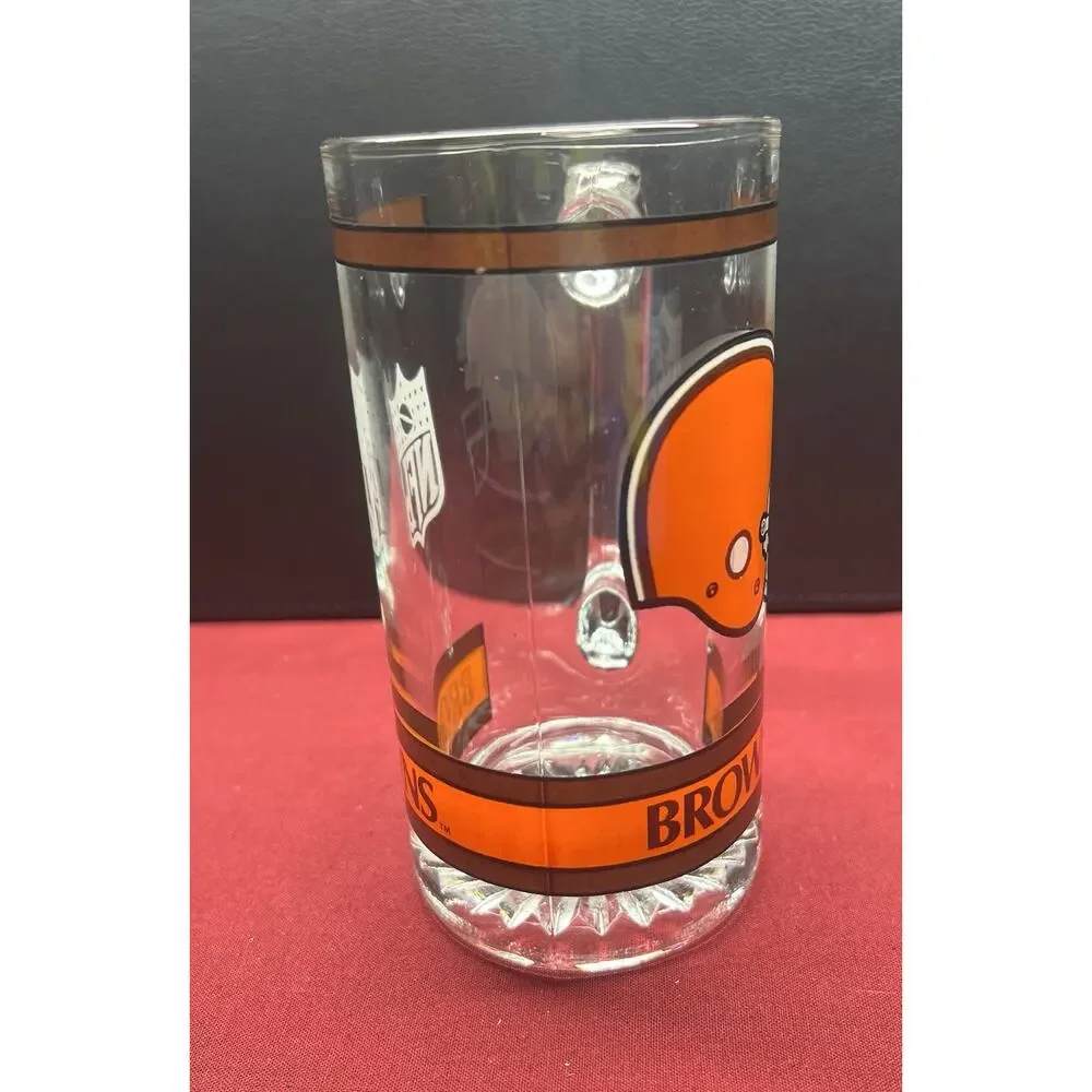 Vintage Heavy Glass Beer‎ Mug Cleveland Browns NFL Football 12 oz.